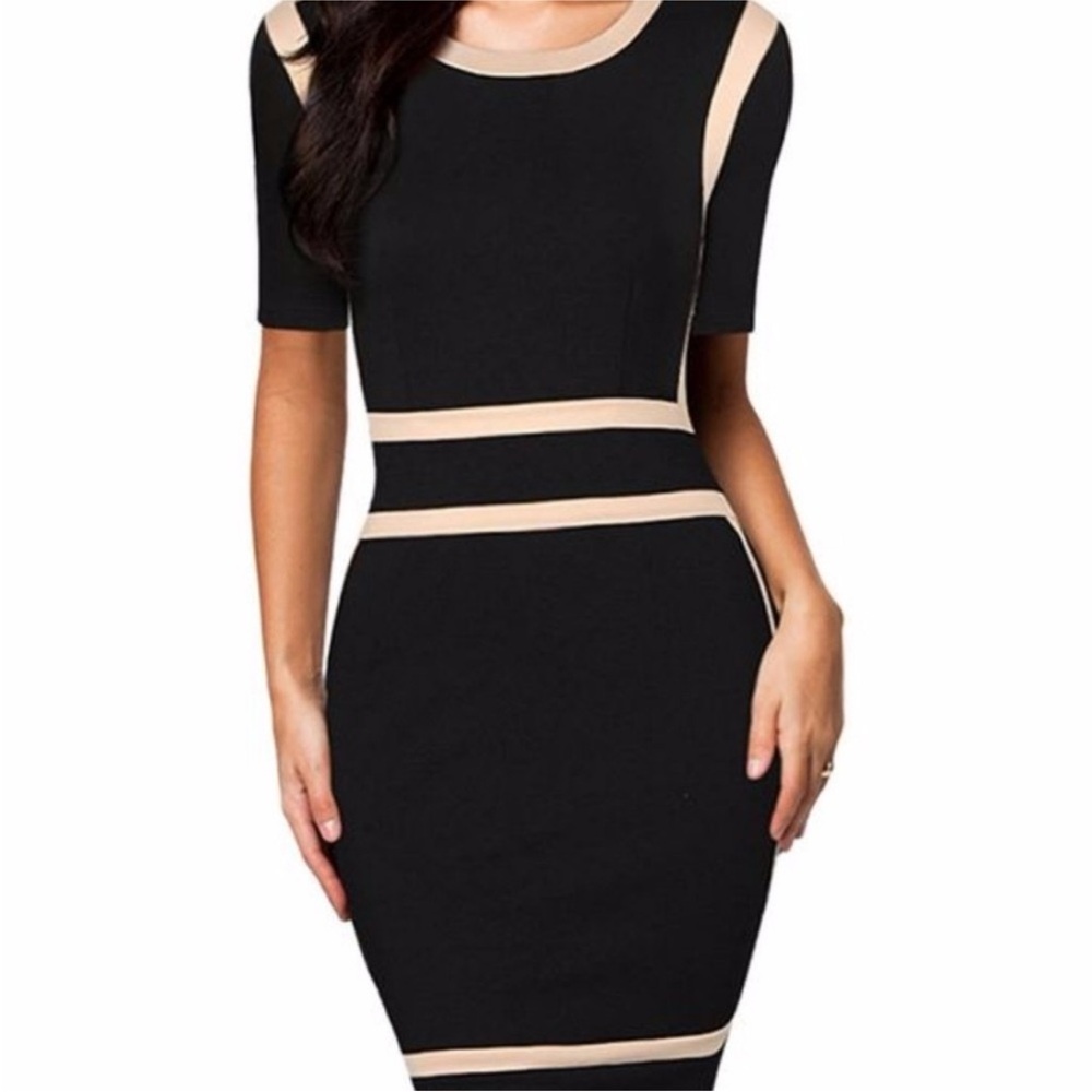 Miusol Womens Black Beige Dress Size XL